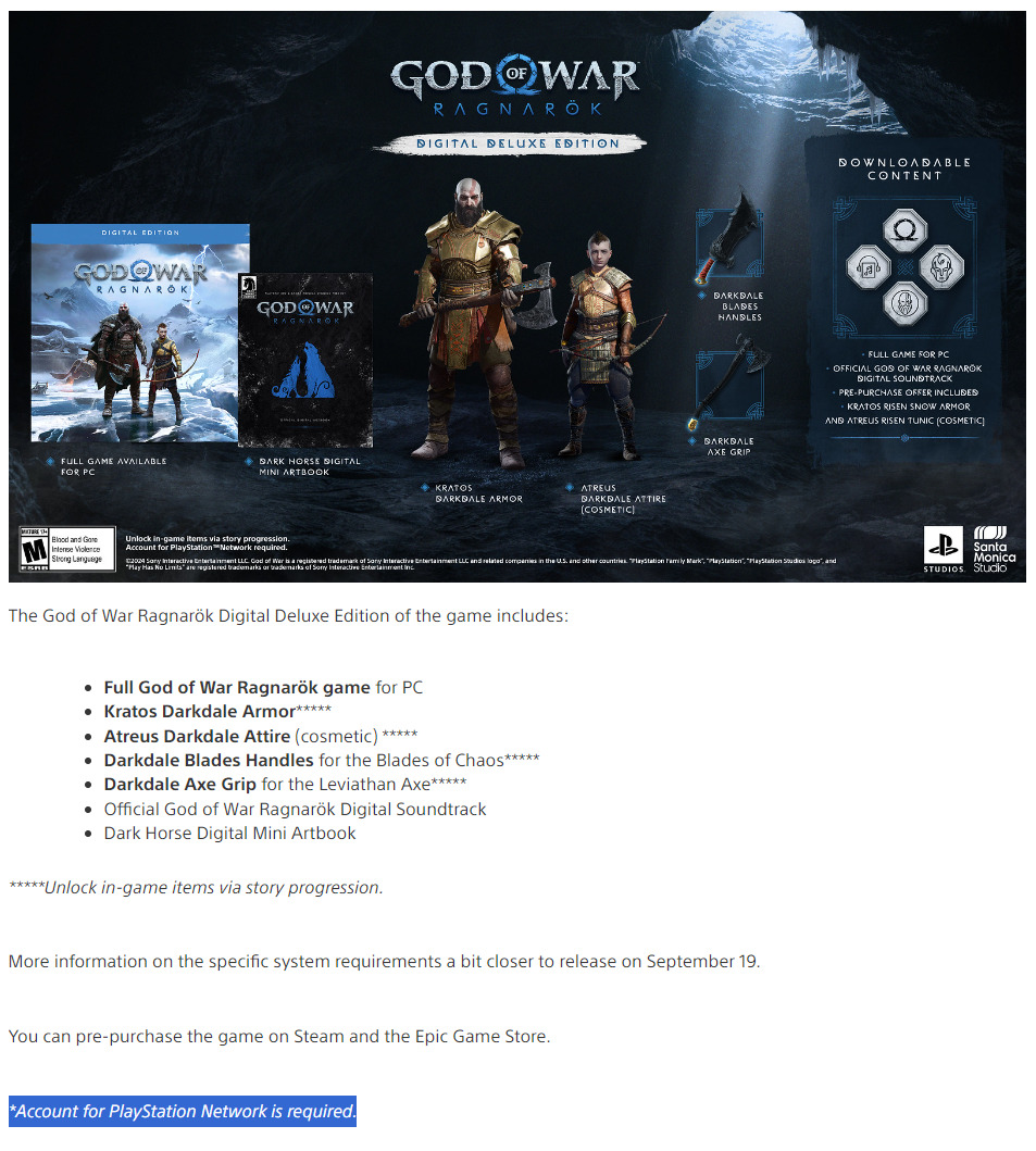 God of War Ragnarok PC PSN