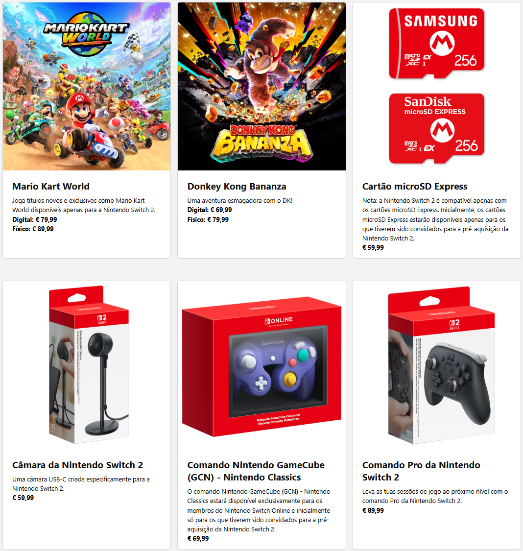 Nintendo Switch 2 acessórios